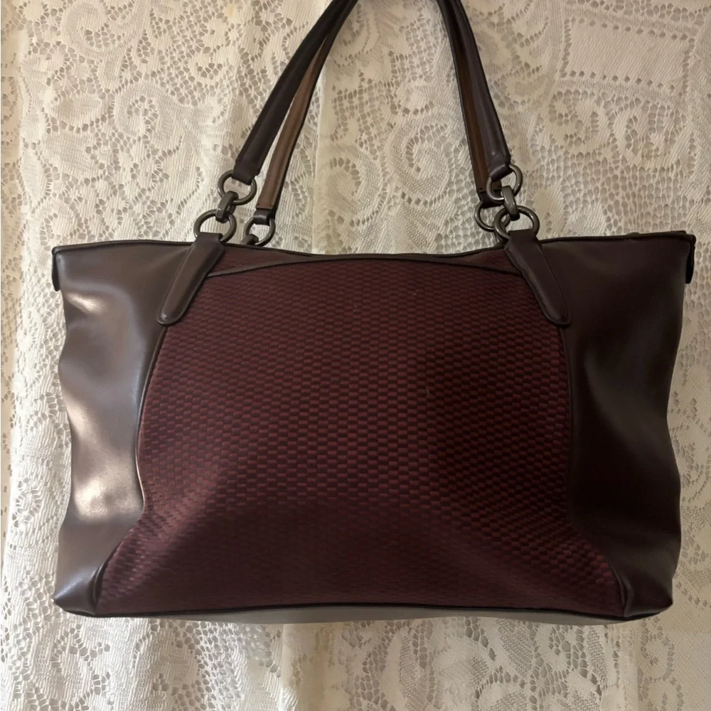 Coach Legacy Jacquard Oxblood Canvas and Leather bag/purse/tote